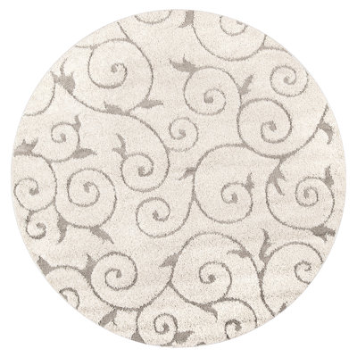 Tapis à poil long à motif cachemire et floral pour salon, salle à manger, chambre de bébé, chambre à coucher Hadley, crème