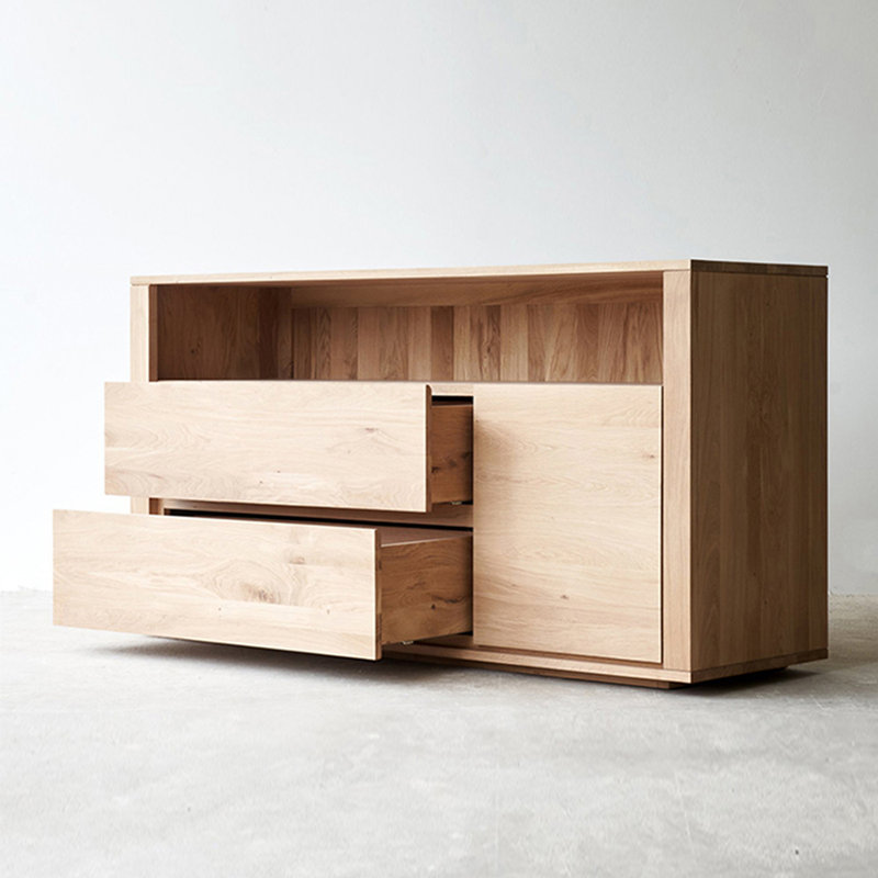 Solid Wood Sideboard Buffet with Accent Cabinet