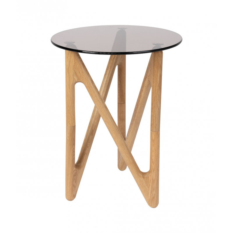 Naia Glass Single End Table, Natural