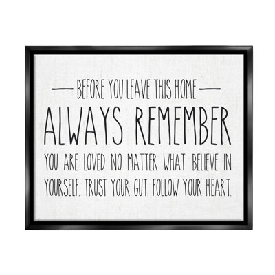 «Follow Your Heart» par Lettred and Lined - art textuel sur toile à cadre flottant