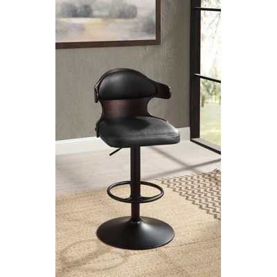 Tabouret réglable Saby avec pivot en cuir fleur ardoise antique