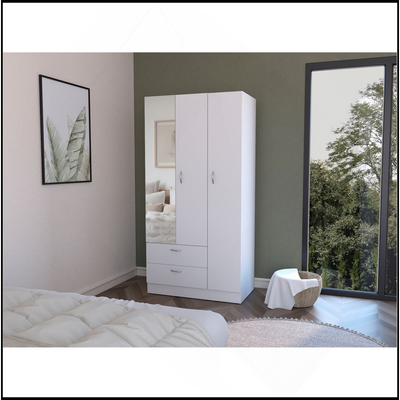 Armoire Haddam, chambre à coucher, blanc, Blanc