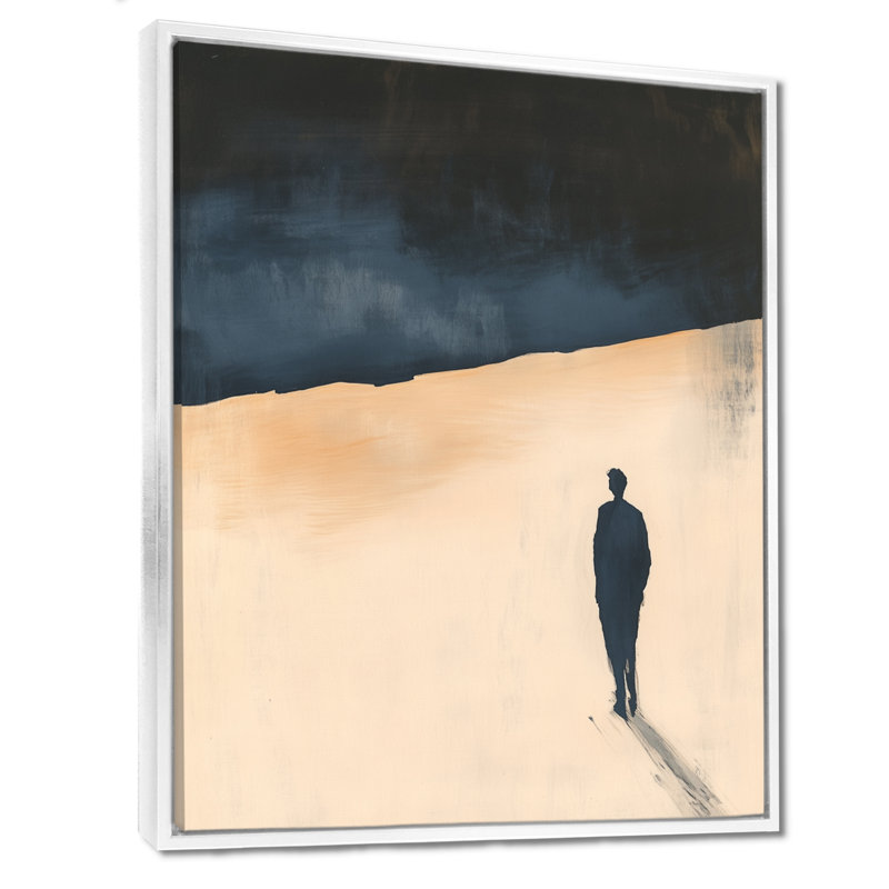 " Solitary Coastal Wanderer ", H 40 po x l 30 po, Cadre flottant blanc