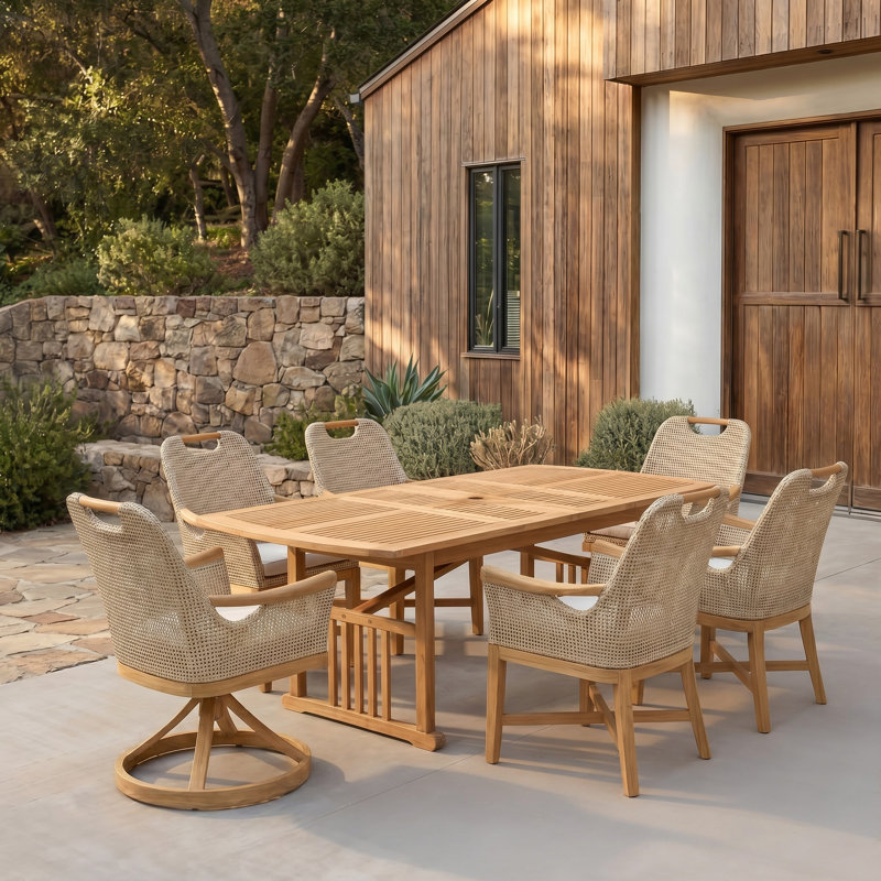 Teak Patio Dining Set with Extendable
