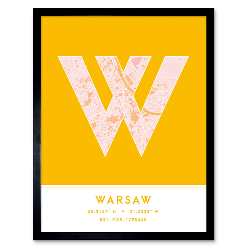 Warsaw Poland City Map - Single Picture Frame Typography