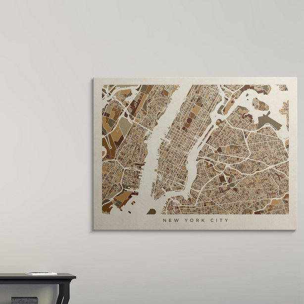 " New York City Street Map " by Michael Tompsett, 18" H x 24" W x 1.5" D, Canvas
