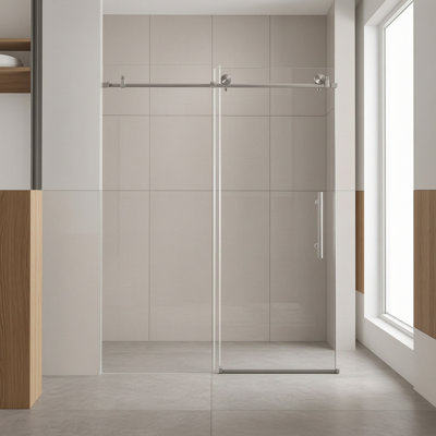 44-48 In. W X 76 In. H Sliding Frameless Shower Door With Nano-Coated Clean Tempered Glass