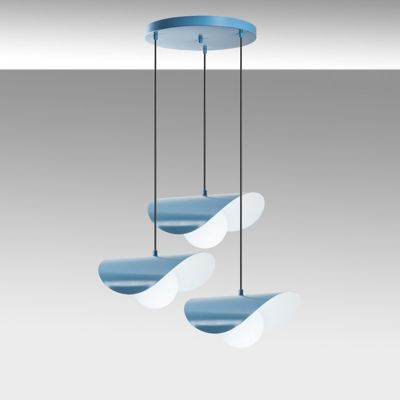 Lustre bleu clair élégant, hauteur réglable 29,5 - 44,1 pouces | Corps en métal durable, 19,7 pouces de diamètre | 3 x douilles E27 de 40 W maximum (ampoules non incluses) | Parfait pour les salons, les salles à manger et les vestibules
