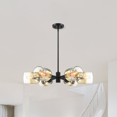Ivannia 6 - Light Steel Dimmable Modern Linear Chandelier
