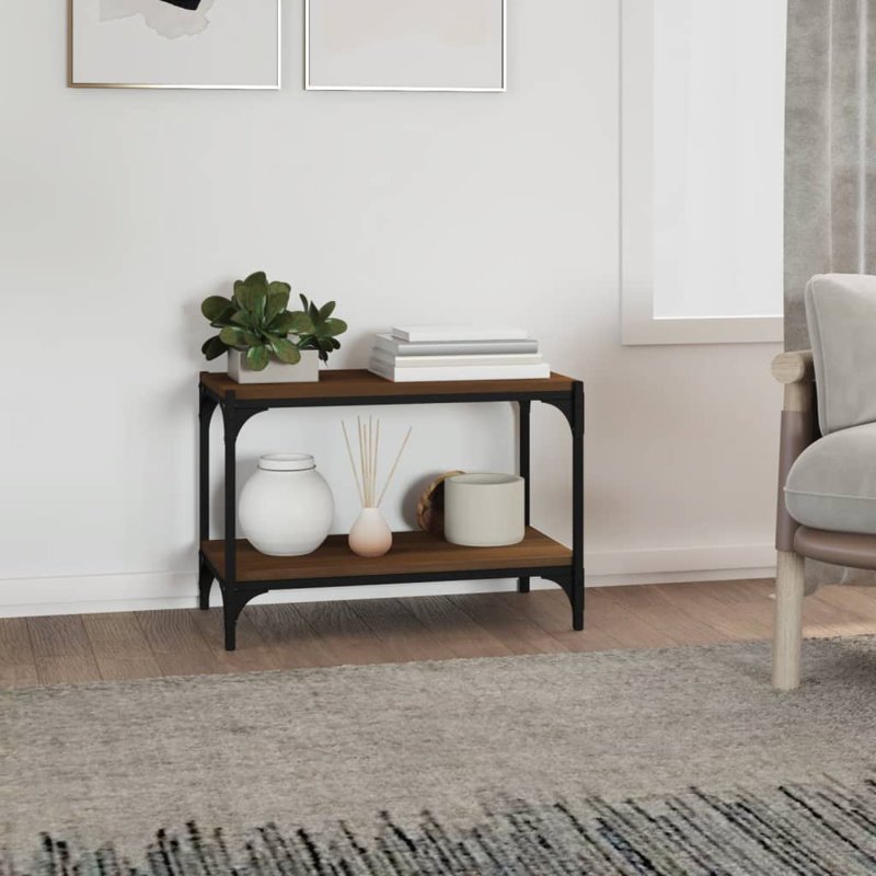 Lillehammer TV Cabinet Black 80X33x41 Cm Engineered Wood And Steel, 60, Brown Oak