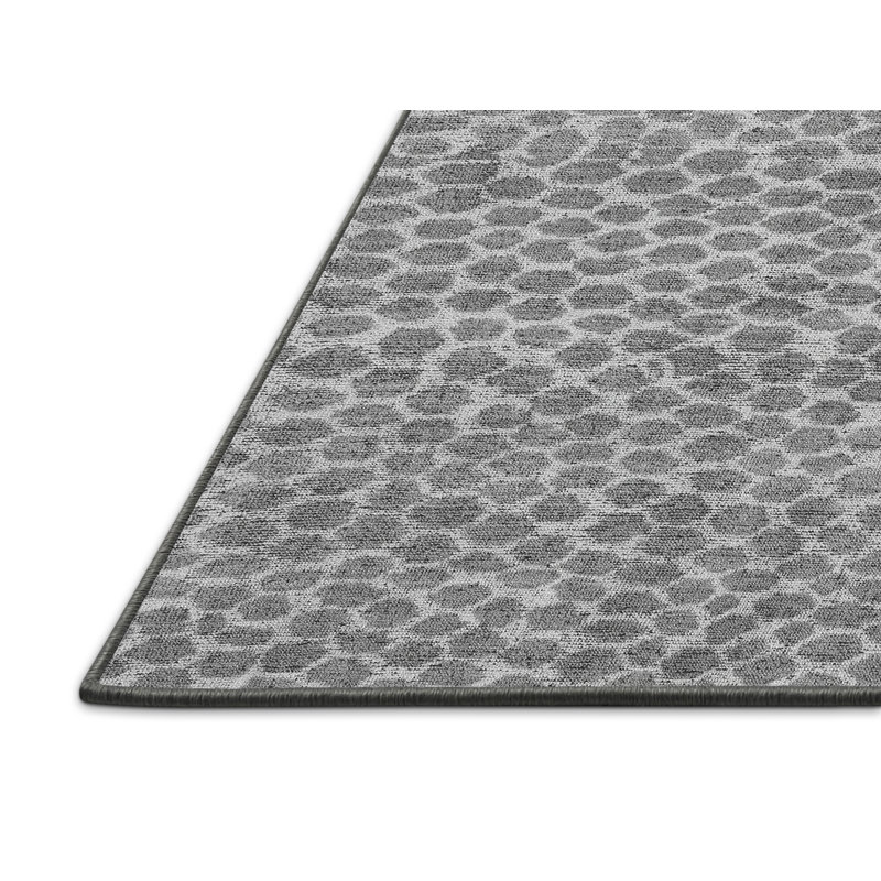 Tapis abstrait gris tissé à la machine Aurbree, Rectangle 3 pi x 5 pi