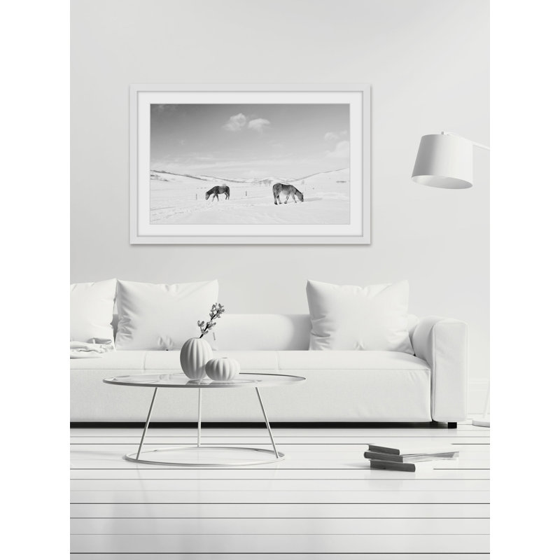 « pâturage pair », reproduction de photo sur papier encadrée, H 30 po x l 45 po x P 1,5 po