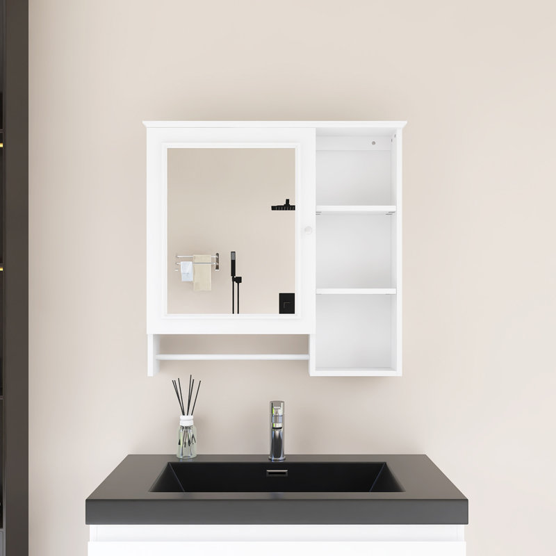 Pharmacie rectangulaire 29 po en MDF avec miroir, Blanc