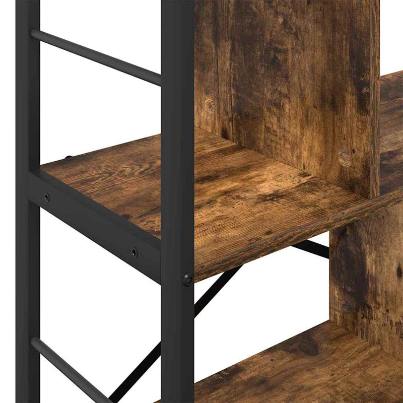 75cm W Steel Etagere Bookcase, Smoked Oak, (3 Shelves) 91cm. H x 75cm. W x 30cm. D