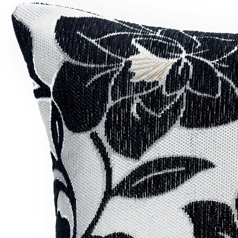 Darionne Floral Square Throw Cushion, Black, 55 x 55cm