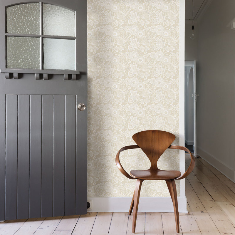 Burr Floral Wallpaper Roll, Cream