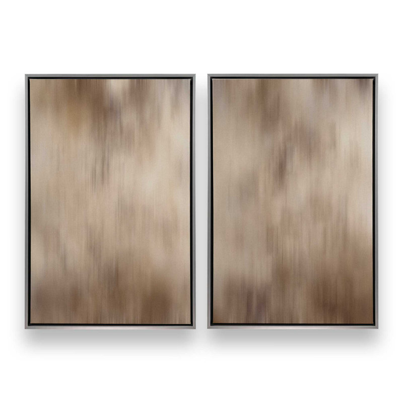 Cosmic Latte, ensemble de 2 impressions sur toile dans un cadre, Cadre flottant en chrome poli