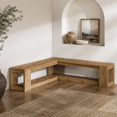 L-Shaped Bench with Storage, Corner Entryway Bench for Living Room
