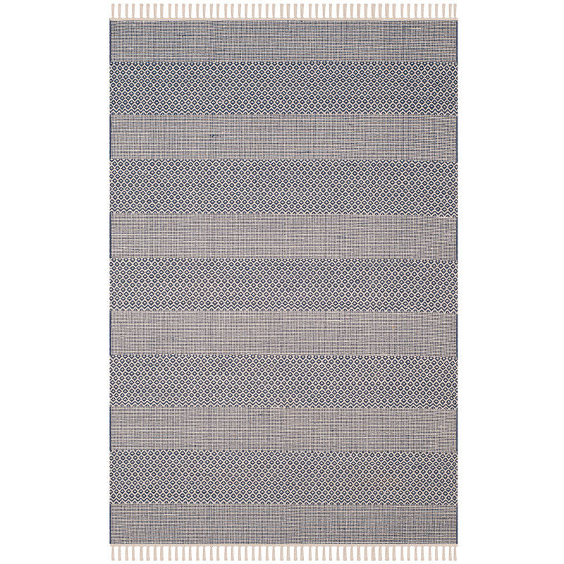 Annia Hand Woven Cotton Striped Rug, Rectangle 6' x 9'