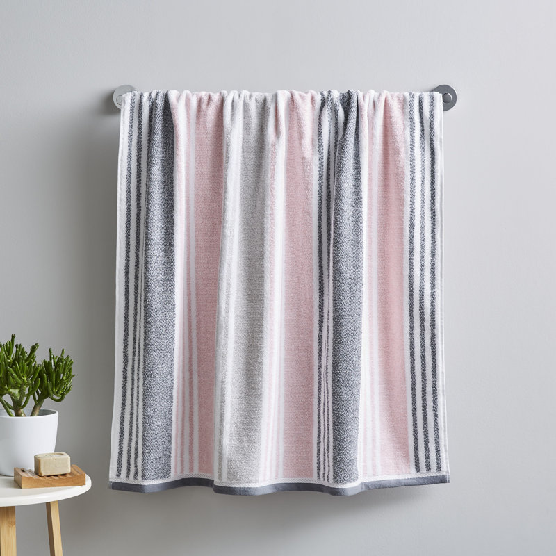 Kelso Stripe Soft & Absorbent Cotton Towels, Blush Pink