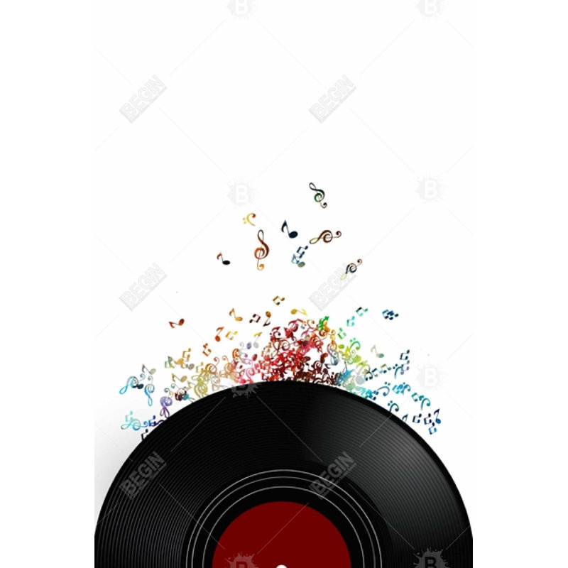 Notes escaping from a vinyl record Bath Mat with Non-Slip Backing - Quick Dry Memory Foam Bathroom Rug - Absorbent - Modern Plush Spa-Style - Machine Washable