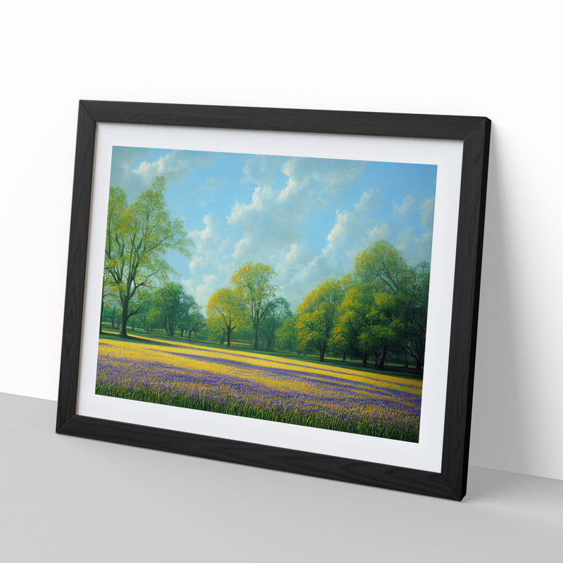 XH1022-8363X Striking Bluebell Field - Single Picture Frame Painting, Black, 25cm H x 34cm W x 2cm D