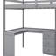 Lit mezzanine compact de taille simple avec bureau en L, armoires à tiroirs et escalier de rangement-745076907