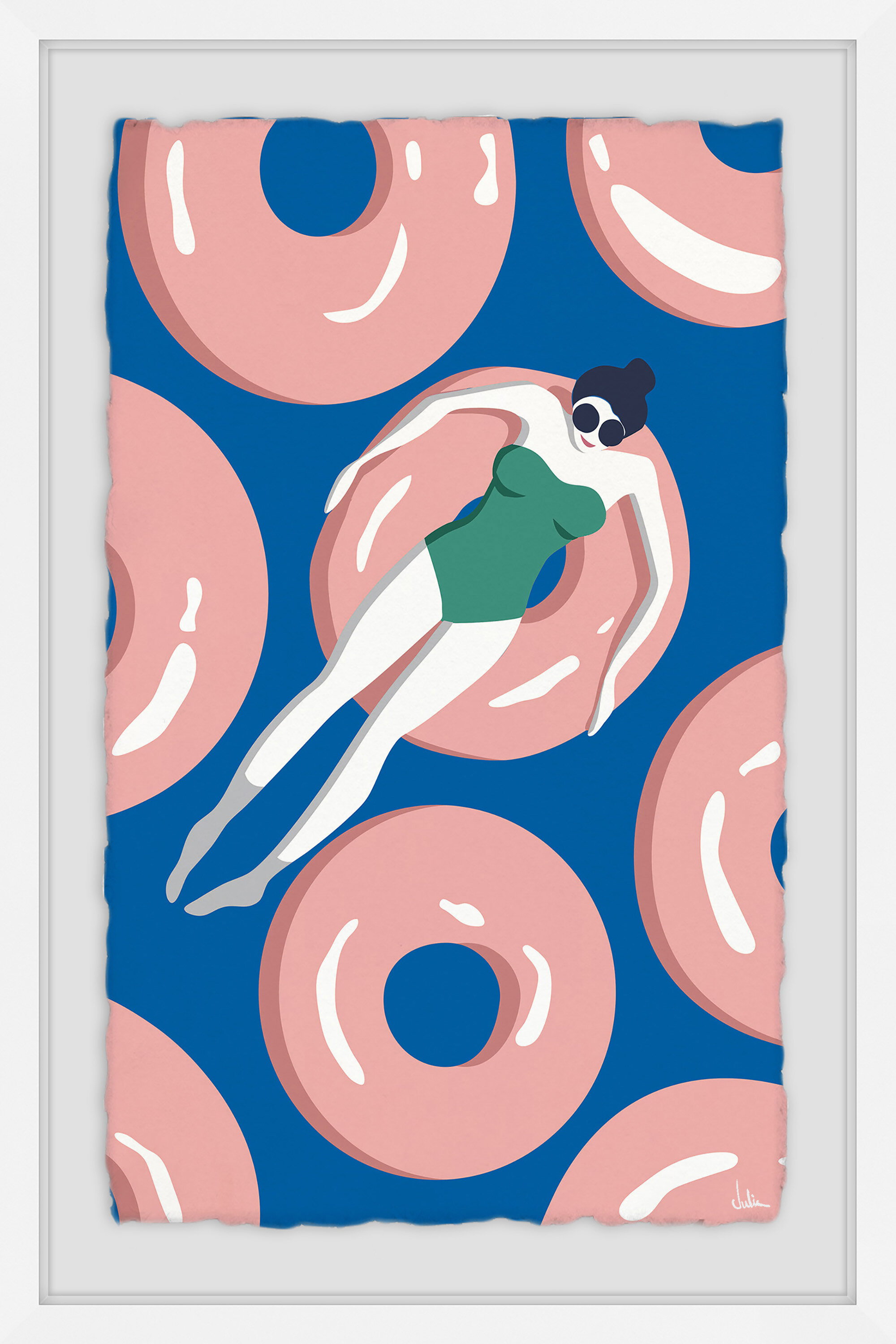 https://assets.wfcdn.com/im/47266095/compr-r85/4808/48085680/pool-time-floating-pink-donuts-framed-on-paper-by-marmont-hill-print.jpg