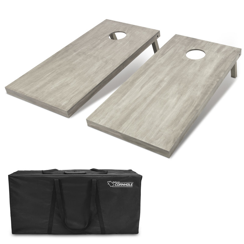 Gray Solid Wood Cornhole Set with Carrying Case