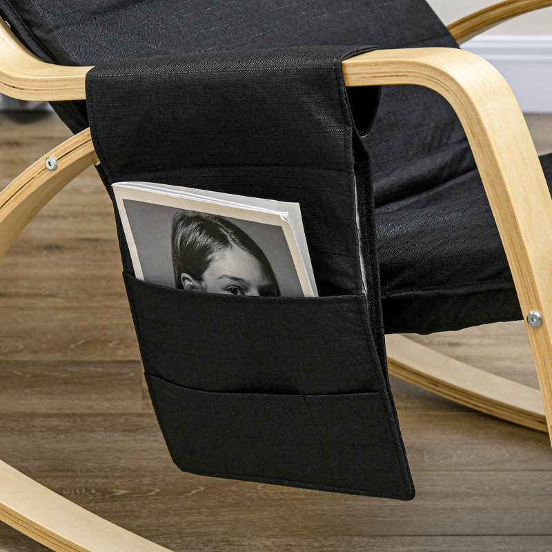 HOMCOM Rocking Chair Recliner with Adjustable Footrest, Black