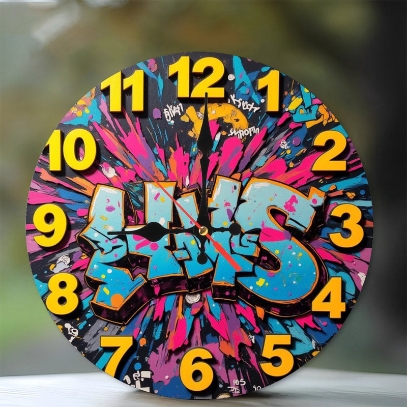 Colourful Graffiti Art Wall Clock