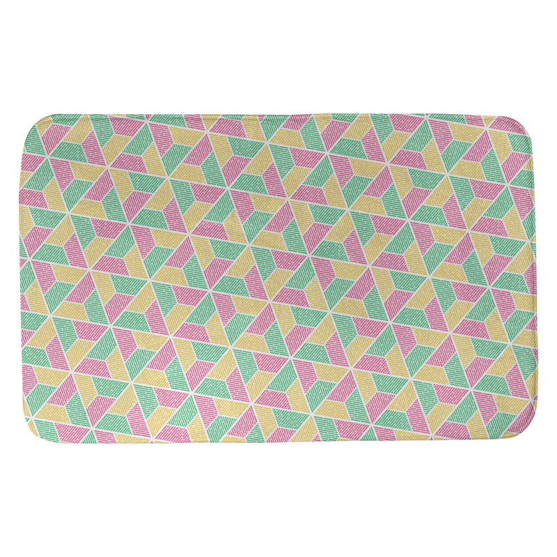 Tapis pour salle de bain katelyn elizabeth trapézoïdals, l 17 po x L 24 po, Vert, rose et jaune