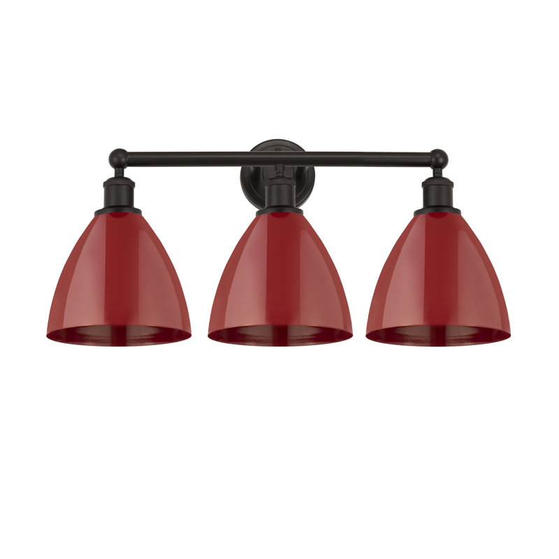 Éclairage pour meuble-lavabo 3 lumières 25,5 pouces Anglie Dome, Rouge, Bronze huilé