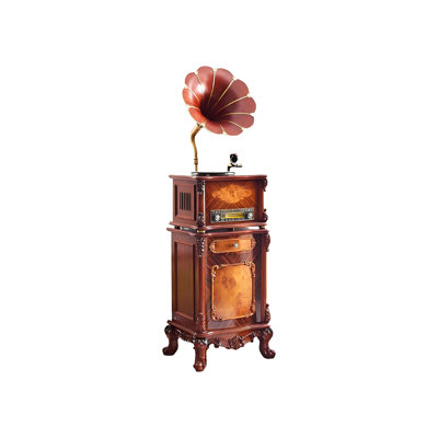 22.44"Oak retro Brown Record Player with Bluetooth Speaker Integrated Phonograph and CD Playback