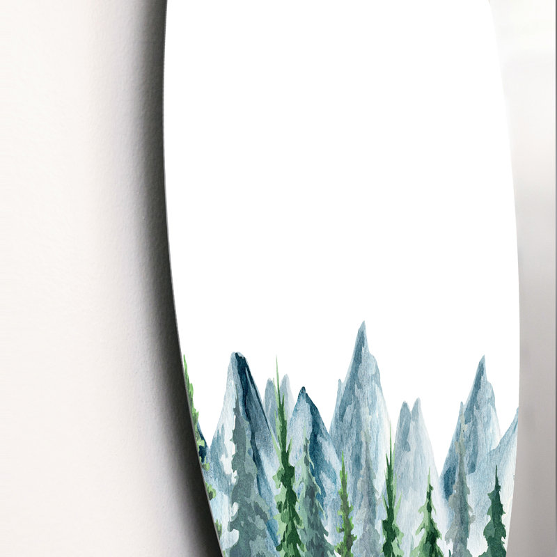 Paysage de montagne avec sapins I - campagne murale, H 23 po x l 23 po x P 1 po