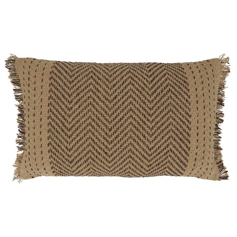 Housse et insert de coussin rectangulaire Carey, Polyester / Bourre en polyester, Naturel