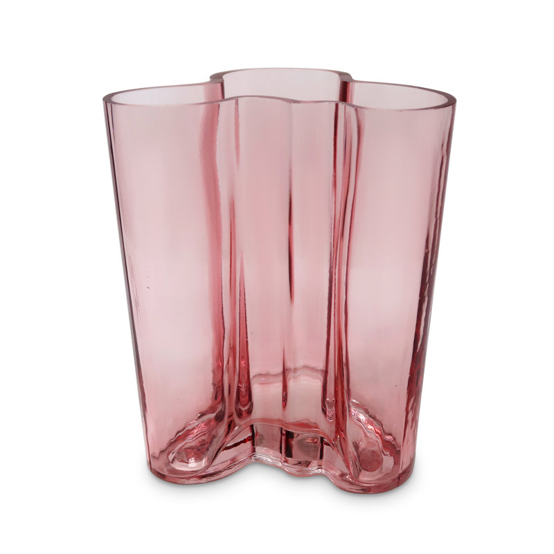 Tinted Curved Vase, 8.25" H x 5.50" W x 6.50" D, Pink