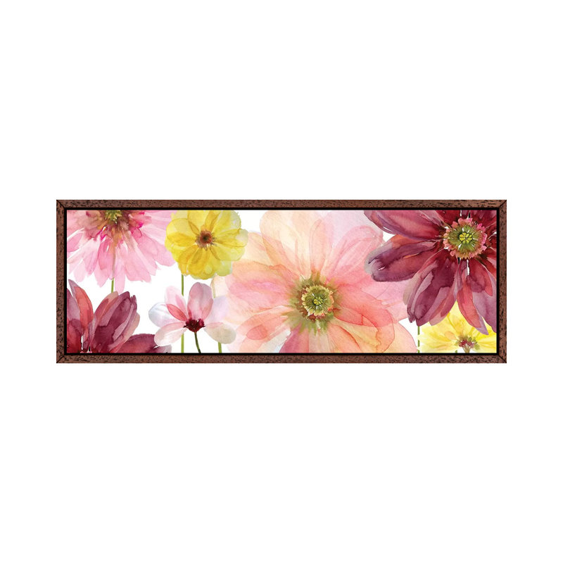 Pop Of Pink II by Carol Robinson - Panoramic Painting on Canvas, 121.92 cm H x 40.64 cm W, Classic Brown Wood Framed