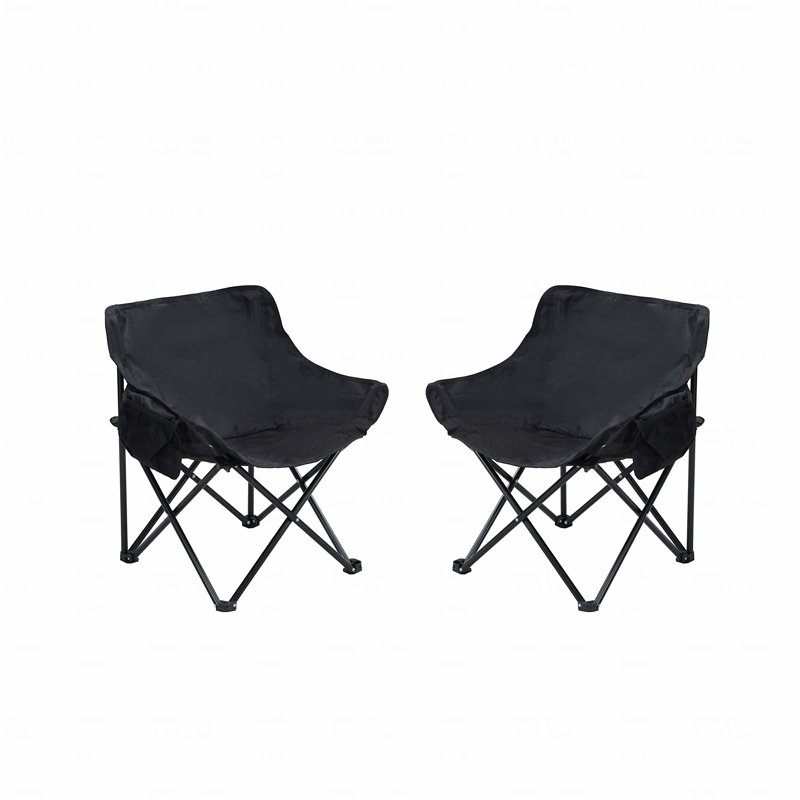 2PCS Outdoor Camping Chairs Folding/Portable Design, Carry Bag,In Black, Black