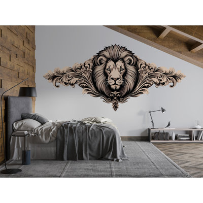 Lion Wall Art Neutral Royal Lion Head Elegant Wall Decor 354Mv