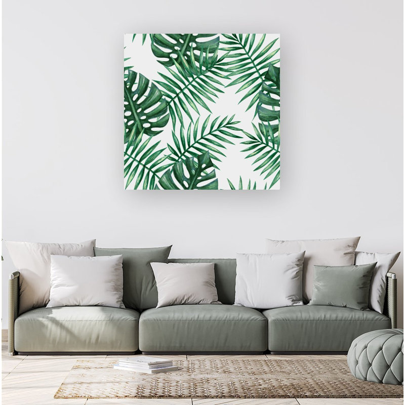 WATERCOLOUR TROPICAL LEAVES - Wrapped Canvas Print