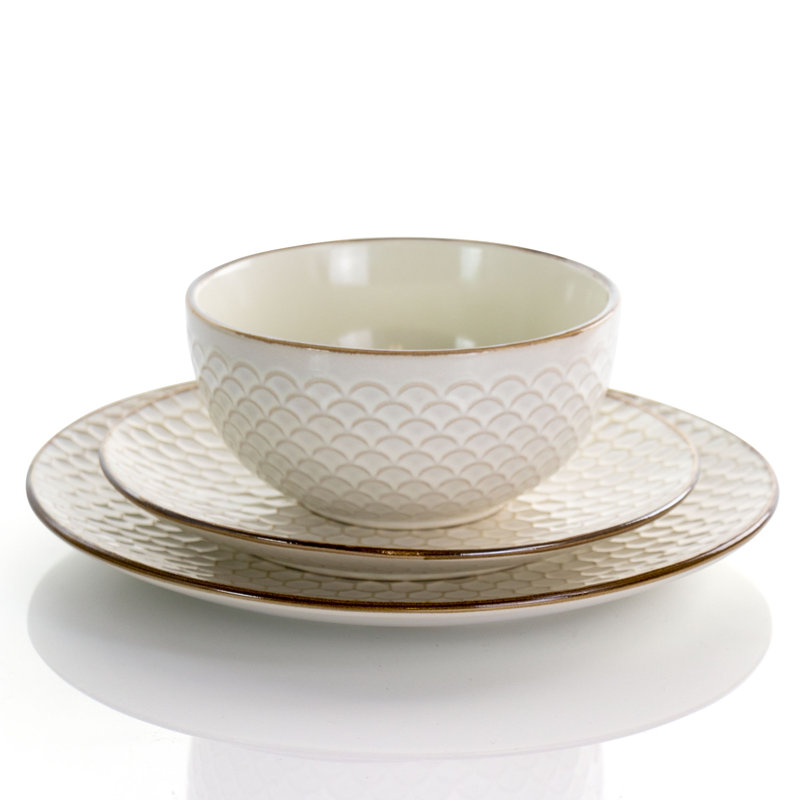 Honey Ivory Textured Ceramic 16-Piece Dinnerware Set