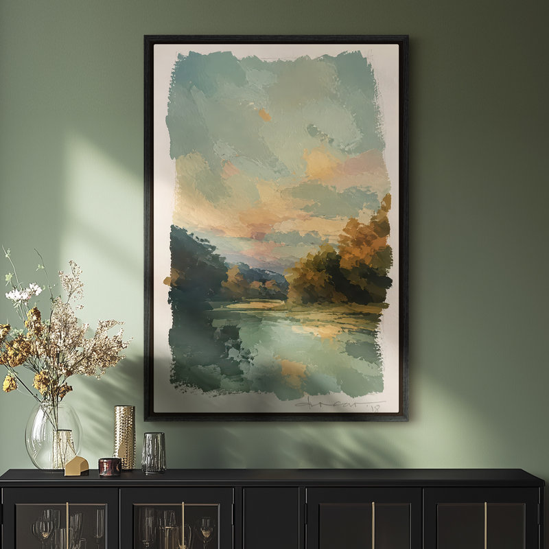 Art mural sur toile encadrée - Paysage de lac serein avec de doux reflets de coucher de soleil - 16 po x 24 po, 24 po x 36 po