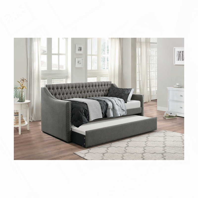 Miaja Daybed, Daybed, Upholstered Bed with Trundle, Twin, Dark Gray