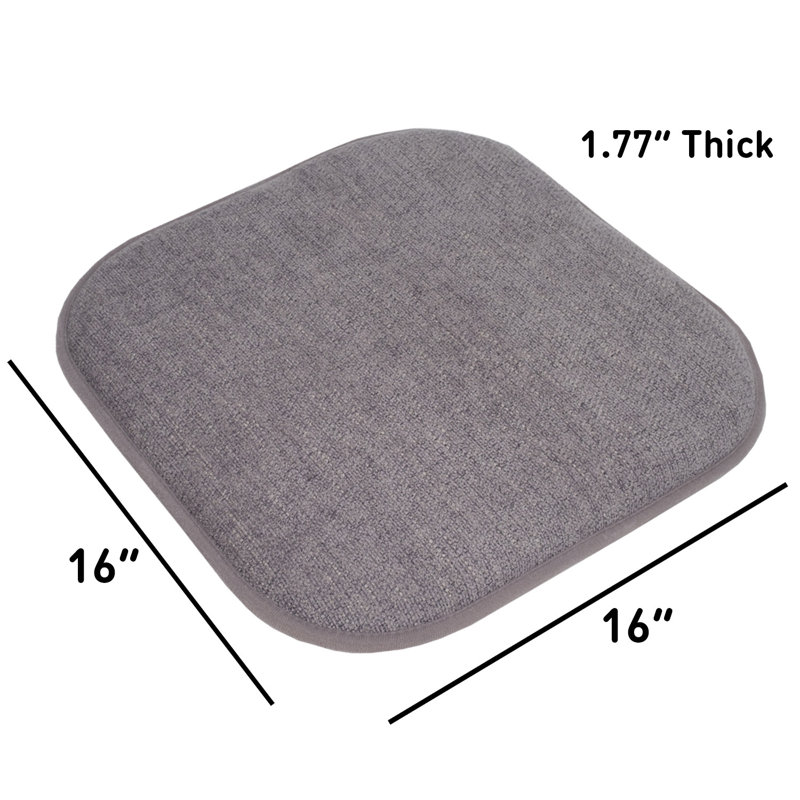 Alexis Memory Foam No Slip Back 16" x 16" Chair Pad Cushion, Gray/Silver, 6-Pack