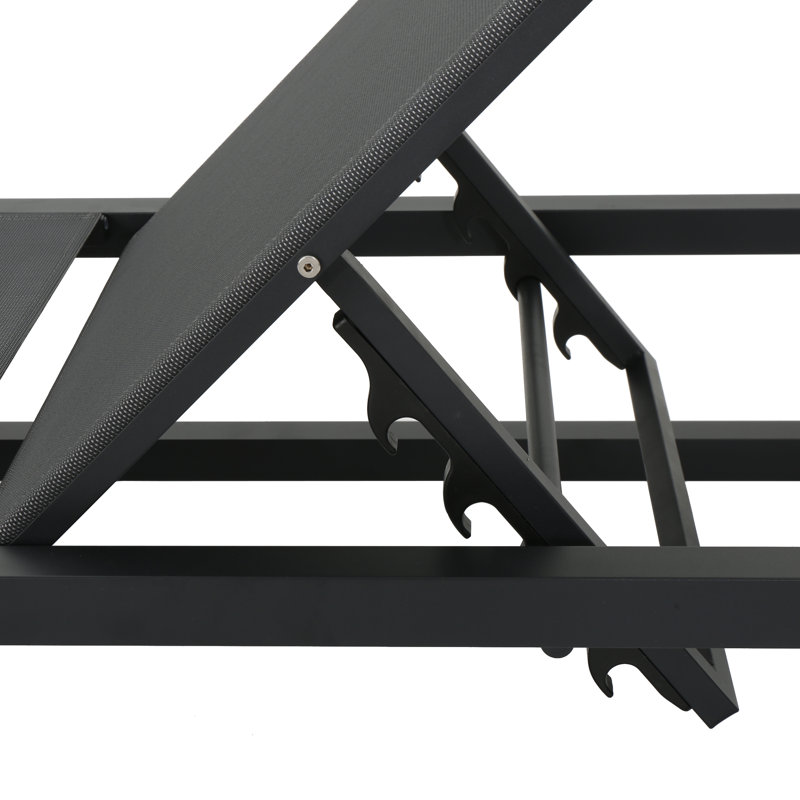 Alliyiah 77" Long Reclining Chaise, Dark Gray/Black, 1