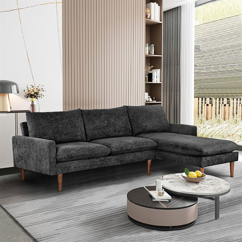 L-Shaped Sofa with Padded Cashmere: Multi-functional Design, Modern Luxury Appearance, Black Velvet