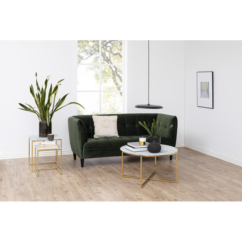 Bonilla Frame Coffee Table, Light Grey, 46cm H x 80cm W x 80cm D, Gold