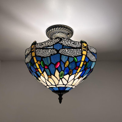 Tiffany Glass Semi Flush Mount