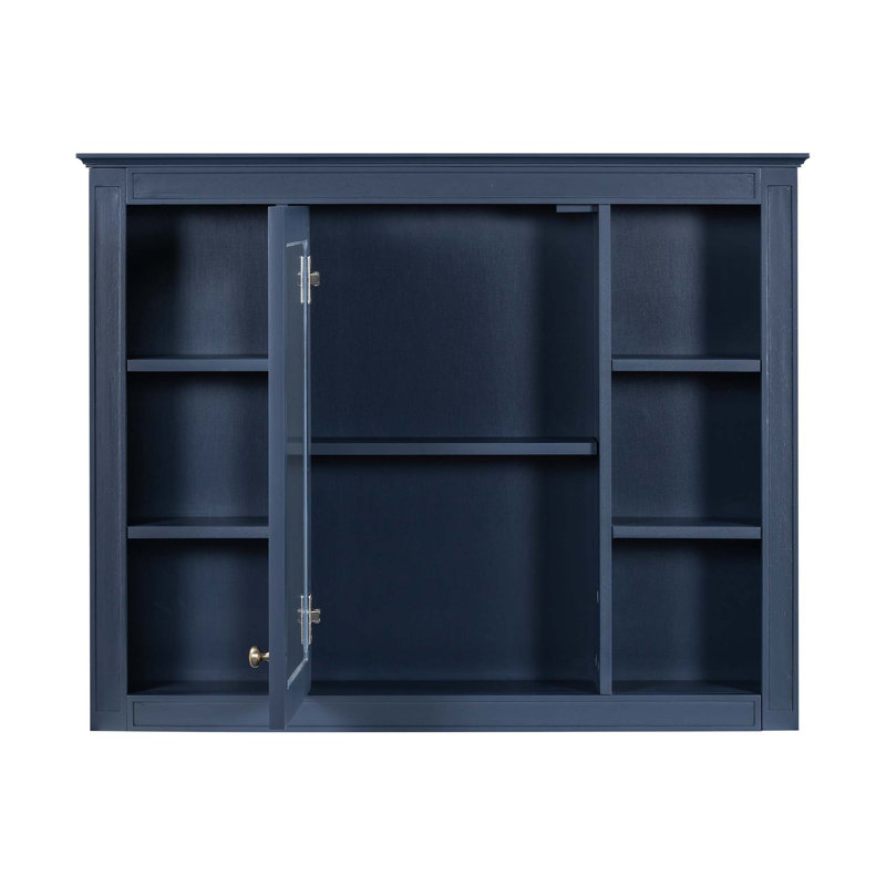 Armoire à pharmacie murale moderne avec miroir et 6 tablettes ouvertes Modern, Marine